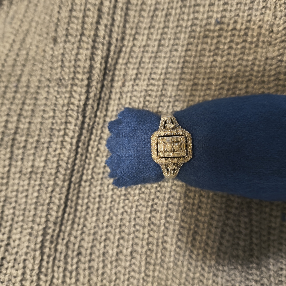 Gold-Tone Square Watch with Crystal Accents